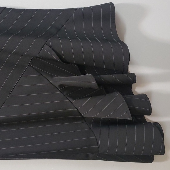 Bisou Bisou Black and White Pinstripe Diagonal Design Ruffled Skirt, 10 - Picture 5 of 6